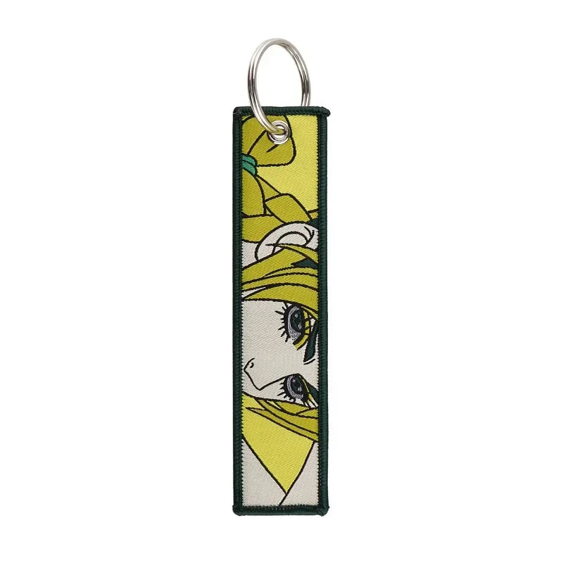 Sword Wind Legend Anime JOJO Wonderful Adventure Weaving Mark Keychain Sword Wind Legend Decorative Chain Fabric Key Pendant