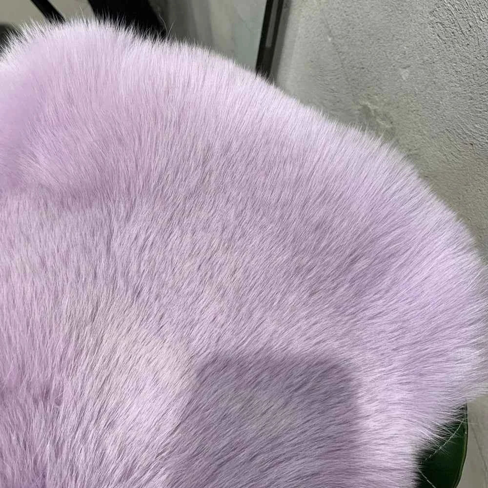 Winter Long Fur Coats Winter Female Natural Fox Fur OutWear Full Pelt Real Fox Fur Jackets with Long Sleeve