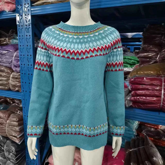 Spring Knitted Women's Sweater O-neck Long Sleeve Casual Loose Sweater Elegant Trendy Print Female Winter Fashion Ladies Clothes