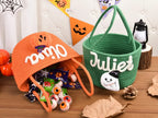 Custom Name Halloween Candy Basket, Personalized Cotton Trick or Treat Bag, Kids Candy Basket, Boo Basket, Halloween Gift,