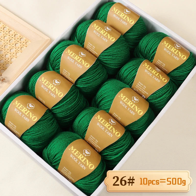 500g of High-Quality 212 Medium-Fine Alpaca Wool Yarn, Suitable for Knitting Sweaters, Scarves, and Hats, 10 Skeins/Pack