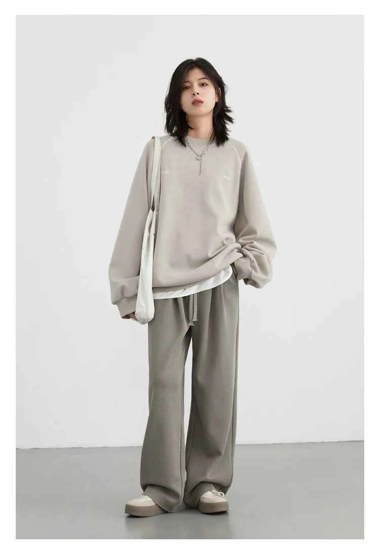 CHIC VEN Women's Pant Streetwear Solid Loose New Drawstring Sports Casual Trousers High Waisted Pants Autumn Winter 2025