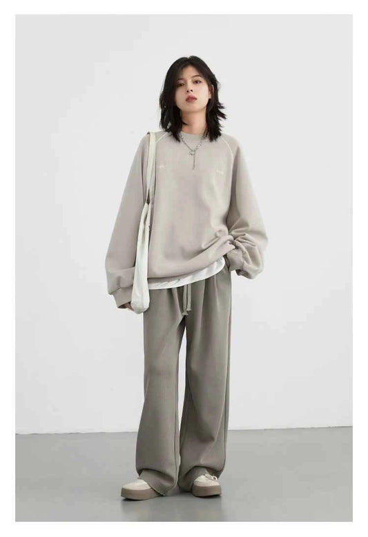 CHIC VEN Women's Pant Streetwear Solid Loose New Drawstring Sports Casual Trousers High Waisted Pants Autumn Winter 2025