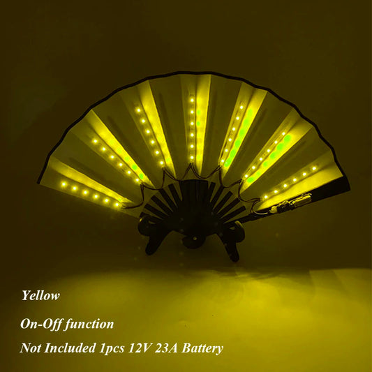 Beautiful Costumes Accessory Props Hand Fans 7 Colors For Choice Men Women Cool Decorative Glow Fan Light Up Disco Dance Night SS69 8.69 8 inches yellow / one size