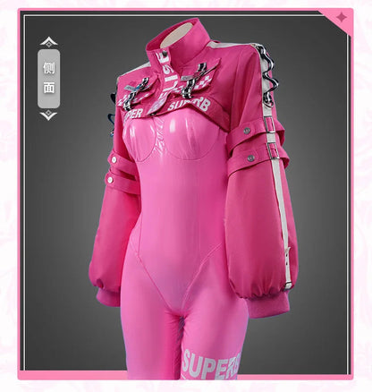 Women’s Nikki Alice Cosplay Costume Bodysuit with Ear Gloves Wig Cosplay Latex Cat suit Jumpsuit Jacket Suit SS69