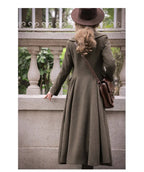 Lautaro Autumn Winter Long Warm Wool & Blends Coat for Women Shawl Collar Single Breasted Elegant Fit and Flare Woolen Overcoat