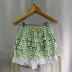 Kimotimo Green Plaid Bow Skirt Shorts Women Elastic Waist Slim Ift Short Pants Japanese Kawaii Versatile Y2k Aesthetic Clothes