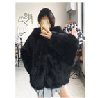 Nerazzurri Women's Faux Fur Coat with Hood - Warm & Fluffy