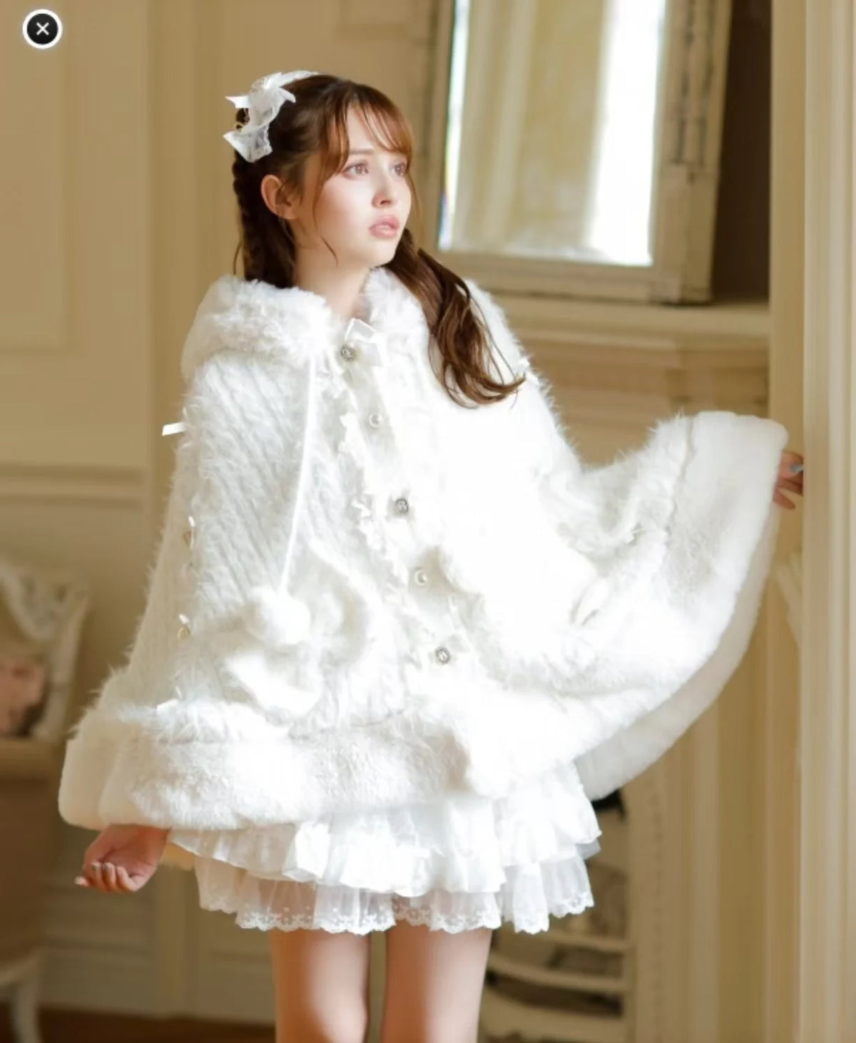 Godivana Lolita Faux Fur Cape with Batwing Sleeves