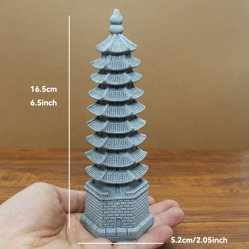 Miniature Sandstone Zen Tower for Bonsai Garden & Fish Tank