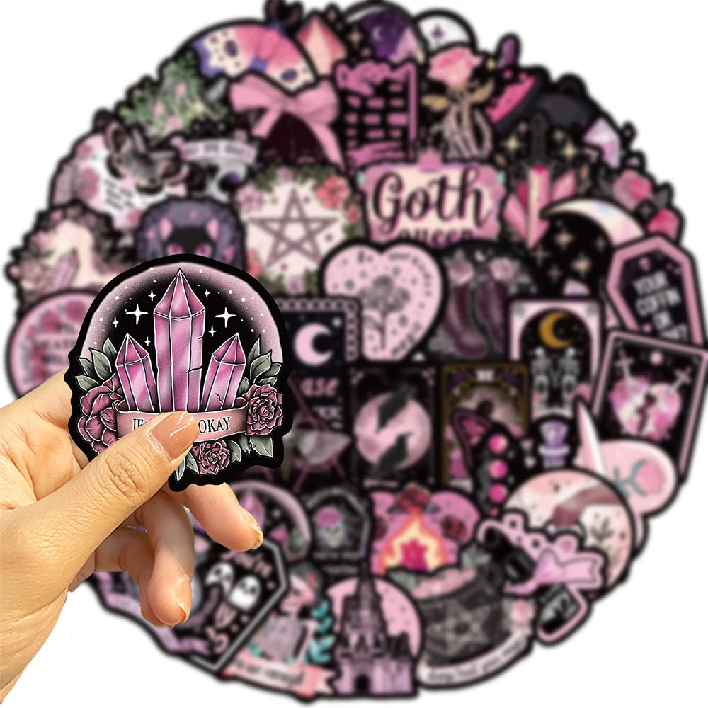 10/30/50PCS Black Pink Gothic Style Magic Witch Cartoon Sticker DIY Phone Laptop Luggage Skateboard Graffiti Decals Fun for Toy SS69