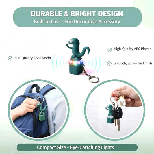 Funny Lizard Button Sound Keychain Rechargeable Lizard Keychain Fidget Keyring Toys With LED Colorful Lights for Stress Relief