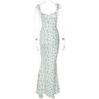 Hugcitar Women Floral Spaghetti Strap Bodycon Maxi Dress