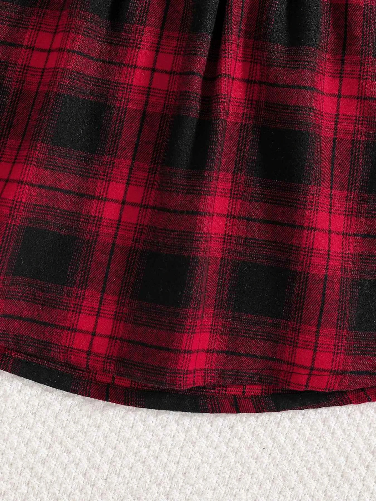Girls Fashion Casual 2-Piece Set Black Lapel Long-Sleeved Letter Print Shirt Plaid Skirt Spring Autumn New