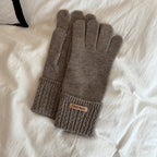 Korean Style High-Quality Women's Knitted Gloves Touch Screen Fingerless Washable Full Finger Gloves