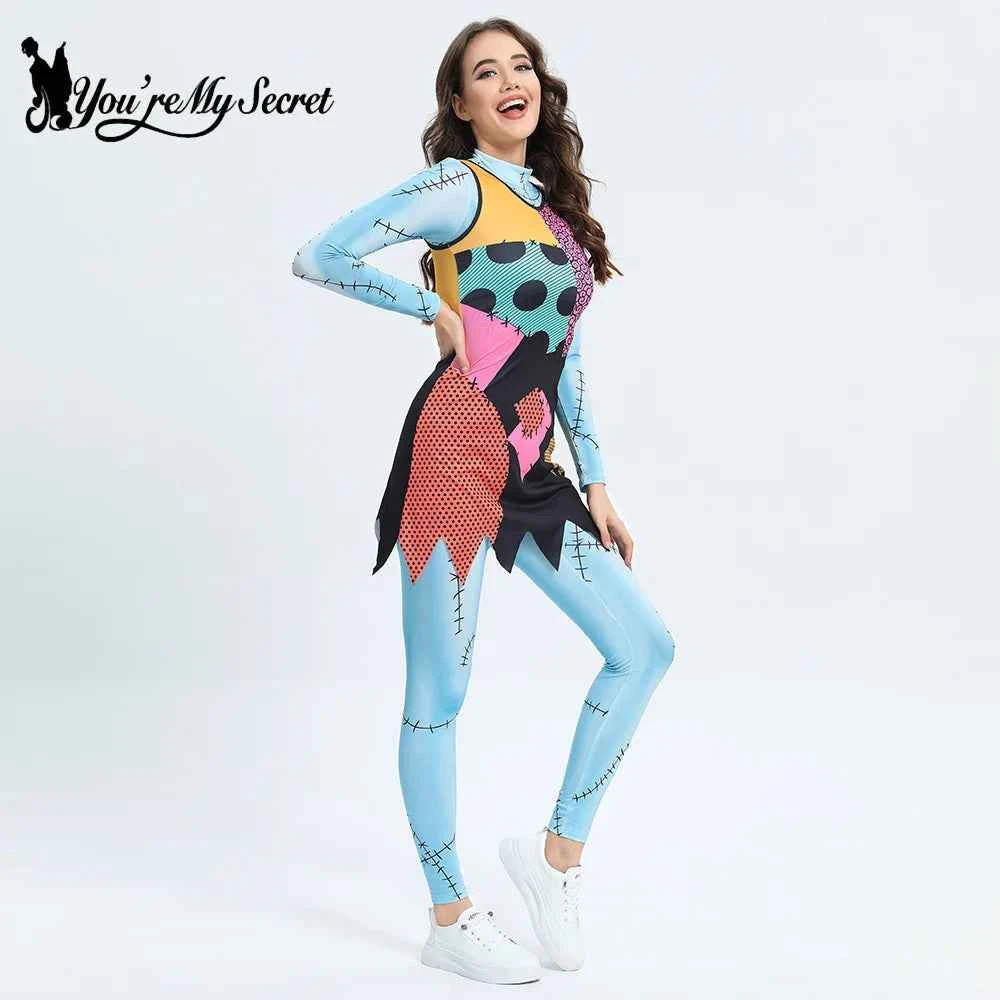 [You're My Secret] Nightmare Christmas Sally Cosplay Costumes Sets Disguise Jumpsuits Carnival Party Zenti Bodysuit Oufits