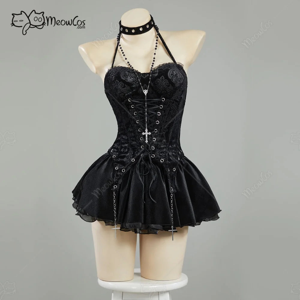 MEOWCOS Women's Misa Gothic Corset & Layered Skirt Set