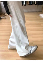 Drawstring Adjustable Maternity Wide-Leg Curve Pants High Waist Belly Support Retro Baggy Trousers for Spring Autumn 3 Colors