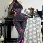 New Cyberpunk Cosplay Costume Women Sexy Printed Sleeveless Jumpsuit Mecha Agent Uniform Bodysuit Mechanical Mech Warrior Tights