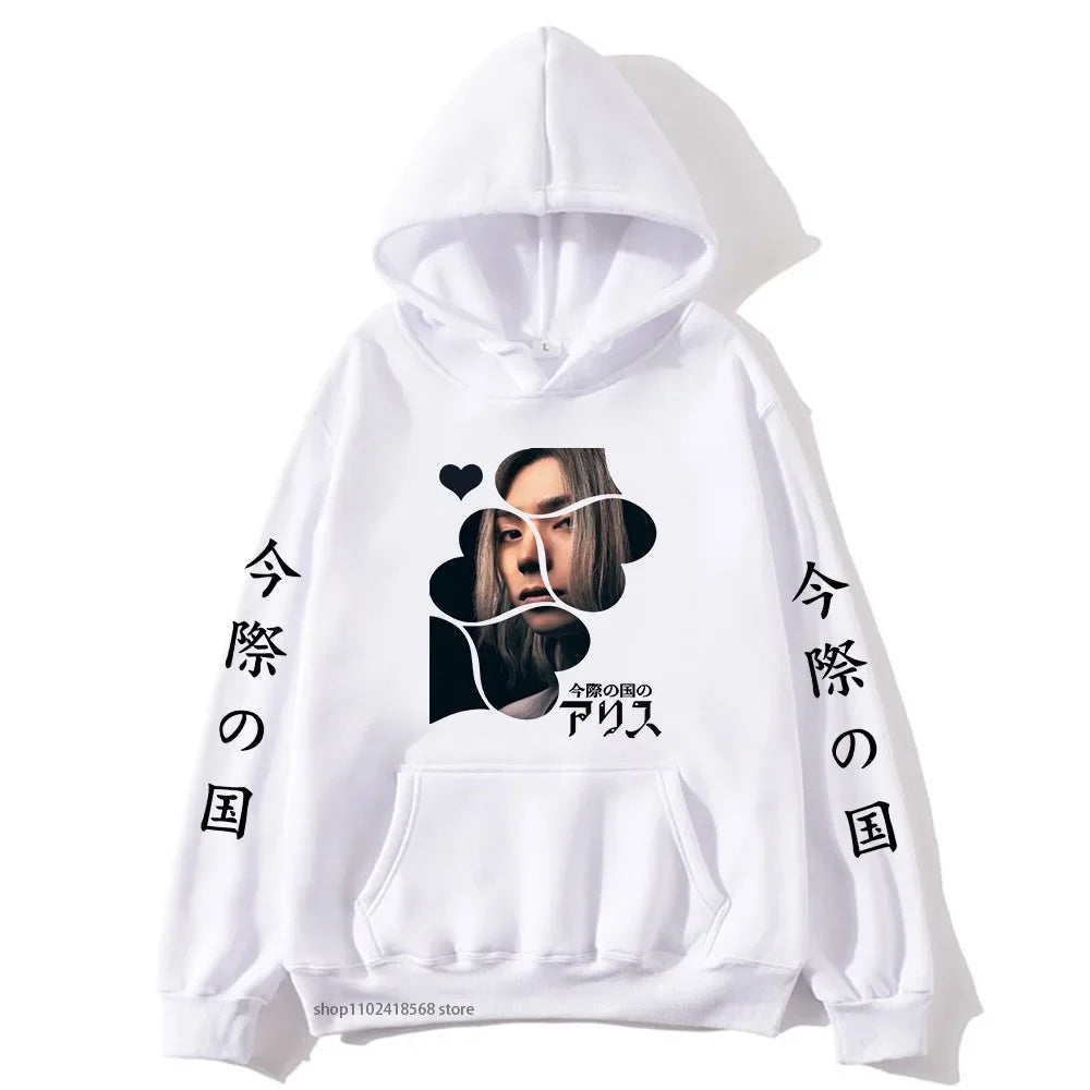 Anime Alice In Borderland Hoodie Chishiya Printed Hoody Women Crewneck Sweatshirts with Hooded Men Long Sleeve Pullover Cool Top SS69 25.69 White / XXXL