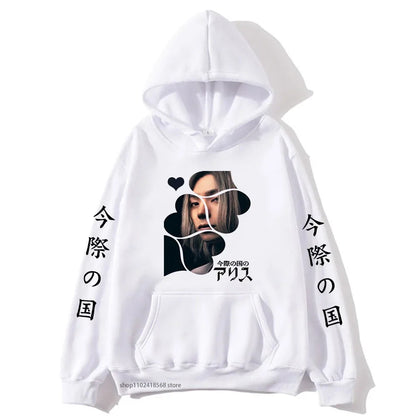 Anime Alice In Borderland Hoodie Chishiya Printed Hoody Women Crewneck Sweatshirts with Hooded Men Long Sleeve Pullover Cool Top SS69 25.69 White / XXXL