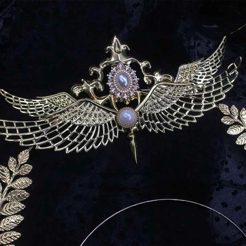 Angel Virgin Mary Baroque Gold Halo Goddess Headpiece Lolita Vintage KC Headband Tiara Headwear Accessories