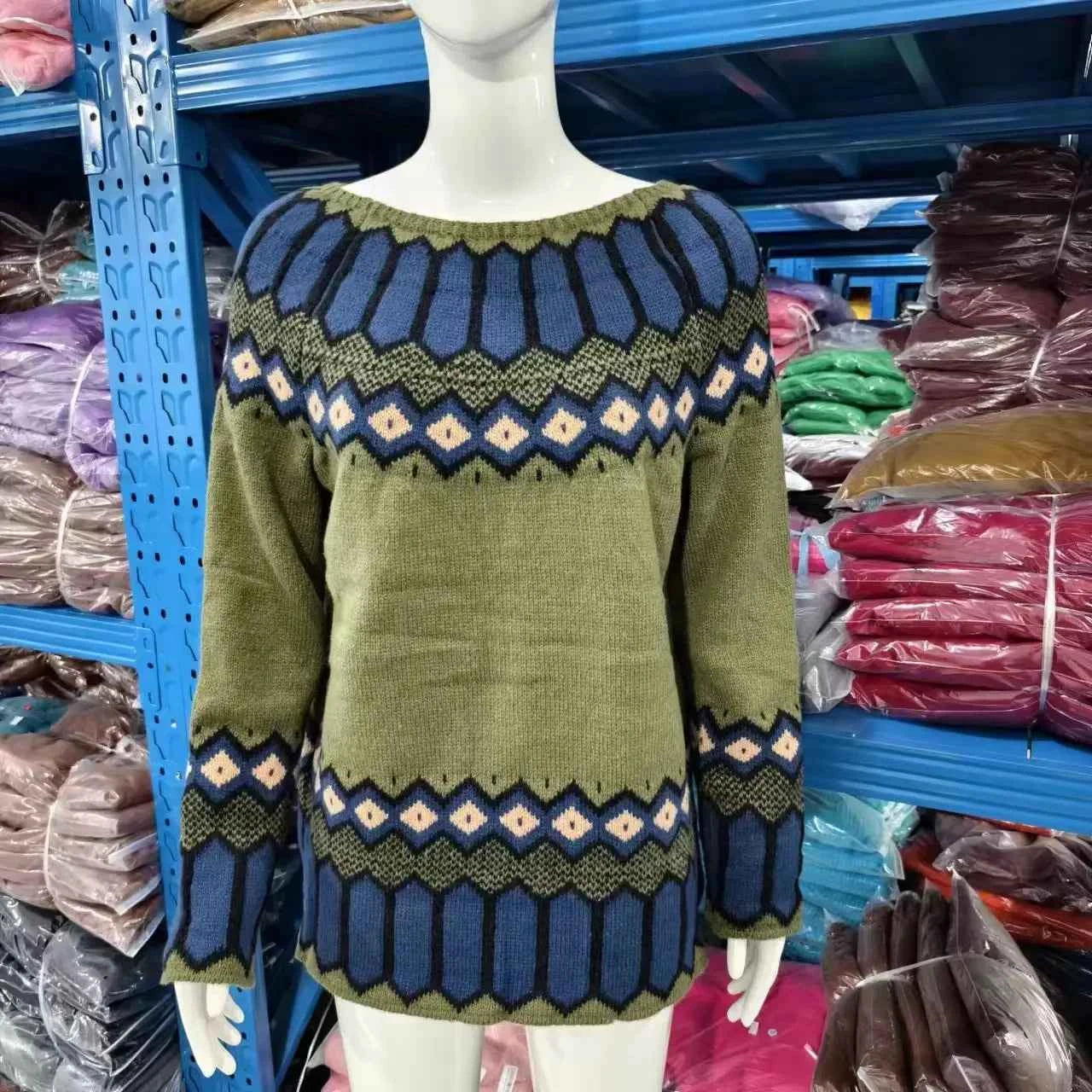 Spring Knitted Women's Sweater O-neck Long Sleeve Casual Loose Sweater Elegant Trendy Print Female Winter Fashion Ladies Clothes