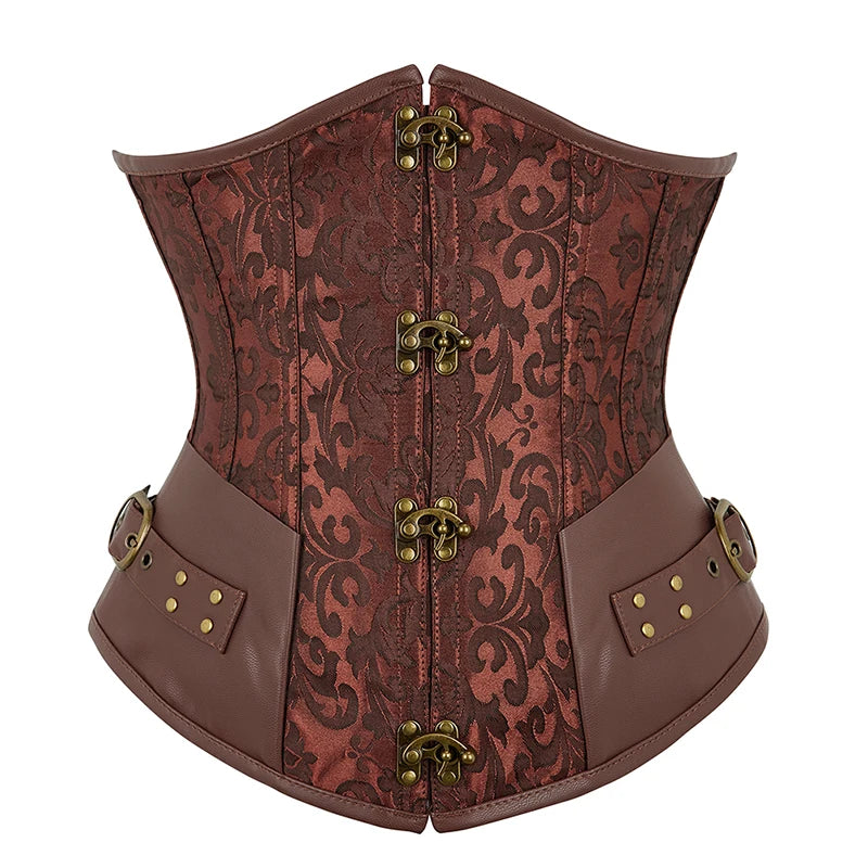 Women's Jacquard Underbust Corset Belt with Lace-Up Front