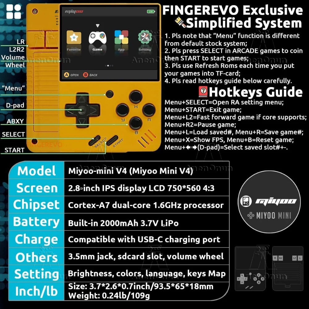Miyoo Mini V4 2.8-inch Handheld Game Players 18000 Games 15 Emulator Portable Video Gaming Console Kids Retro Mini Game Machine SS69