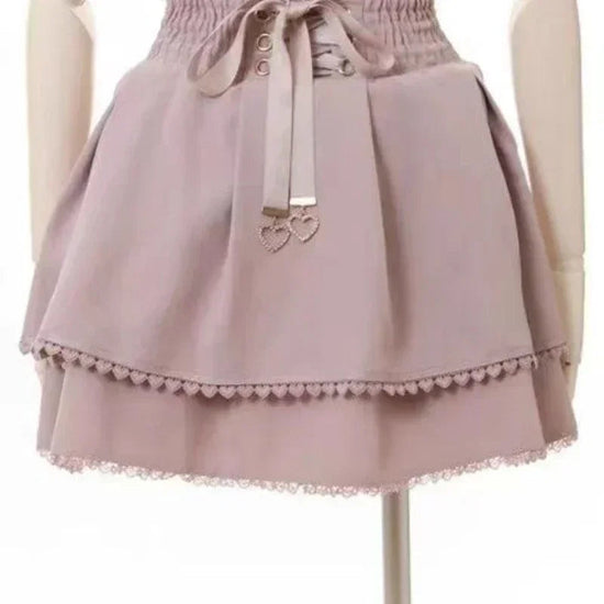 Japanese Kawaii Mini Cake Skirts Womens Jupe Fairy Bandage Lolita High Waist Y2k Aesthetic Sweet Lace Gothic JK Faldas Skirt SS69