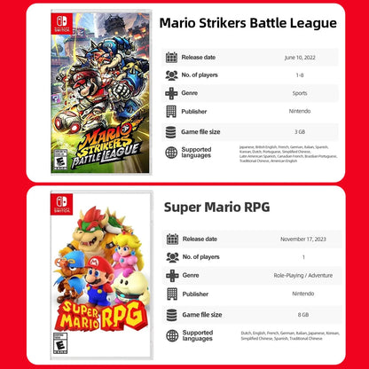Nintendo Switch Game Deals - Super Mario RPG - Games Physical Cartridge Support TV Tabletop Handheld Mode SS69