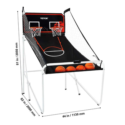 SucceBuy Foldable Basketball Arcade Game 2 Player Indoor Basketball Game Dual Shot Sport w/ 4 Balls 8 Game Modes for Kid Adult