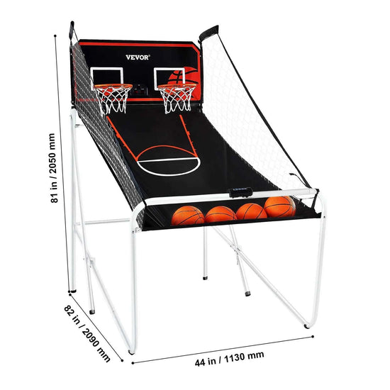 SucceBuy Foldable Basketball Arcade Game 2 Player Indoor Basketball Game Dual Shot Sport w/ 4 Balls 8 Game Modes for Kid Adult