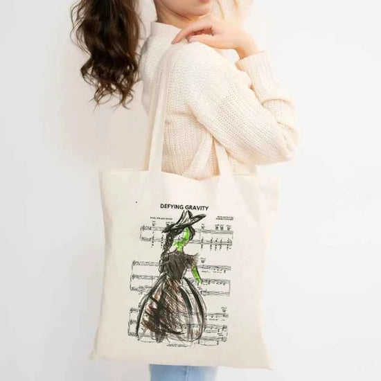 Wicked The Musical Canvas Tote Bag Glinda Elphaba Inspired Musical Lover Gifts Shopping Bag Musical Theater Fans Gift Handbag