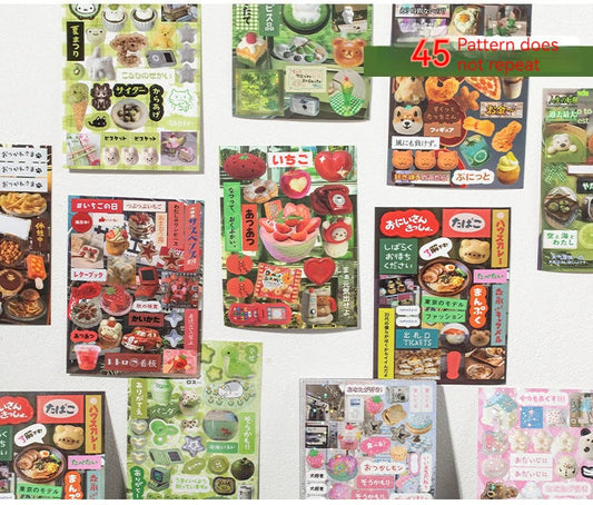 45pcs Japanese Retro Early Style Manga Cut Film Sticker Book Kawaii Girl Scrapbook Journal DIY Deco Cute Showa Phone Case Decals SS69