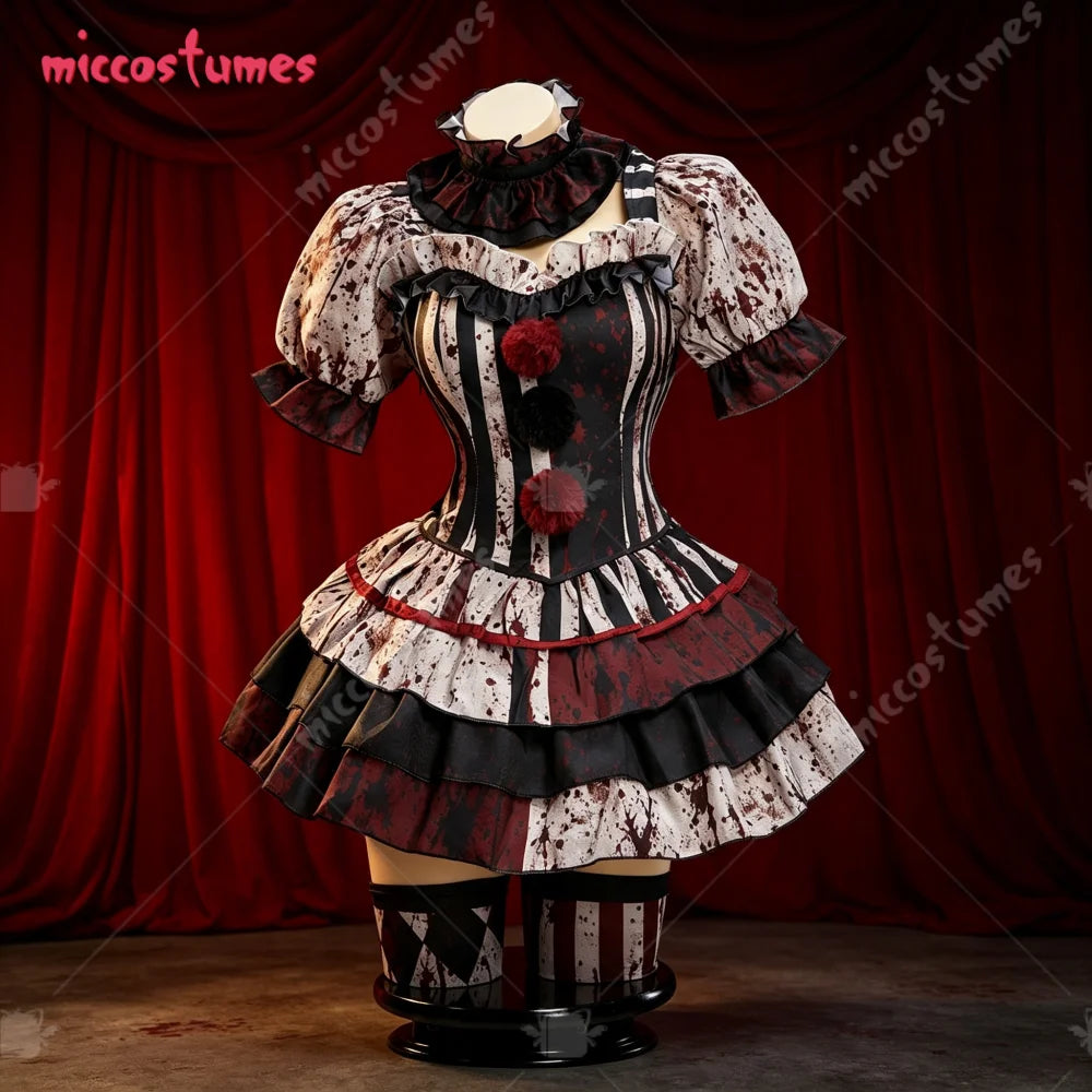 【Ready for Ship】Miccostumes Women's Vintage Dark Clown Dress Set for Halloween Joker Cosplay Costume