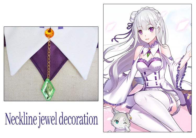 SS69 Emilia Cosplay Costume Set for Women - Anime Dress with Headdress