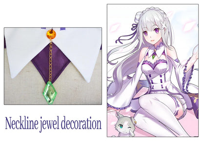 SS69 Emilia Cosplay Costume Set for Women - Anime Dress with Headdress