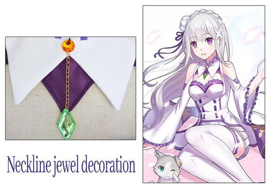 SS69 Emilia Cosplay Costume Set for Women - Anime Dress with Headdress