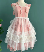 Women's Lace Mesh Short Shawl Poncho - Open Front Ruffled Collar