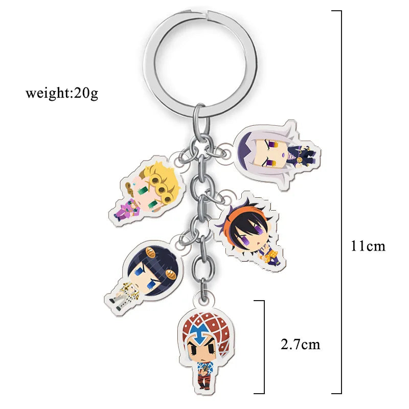 Anime Jojos Bizarre Adventure Keychains Cartoon Figure Acrylic Key Ring Kujo Jotaro Ghirga Narancia Bruno Key Chain Fans Gifts