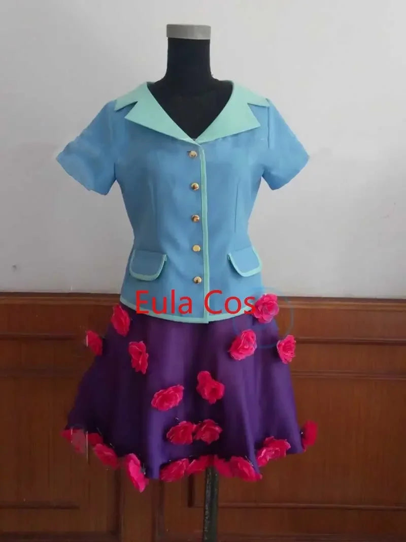 Hirose Yasuho Cosplay Costume Anime  Blue Flower Dress Uniform Women Girls Halloween Gifts Cos