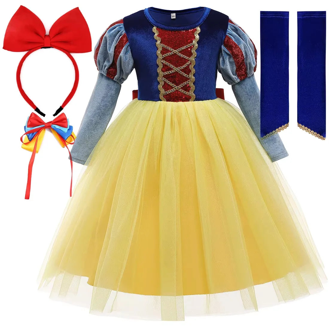 Disney Snow White Princess Dress for Girls - Yellow Stripe Cosplay Costume