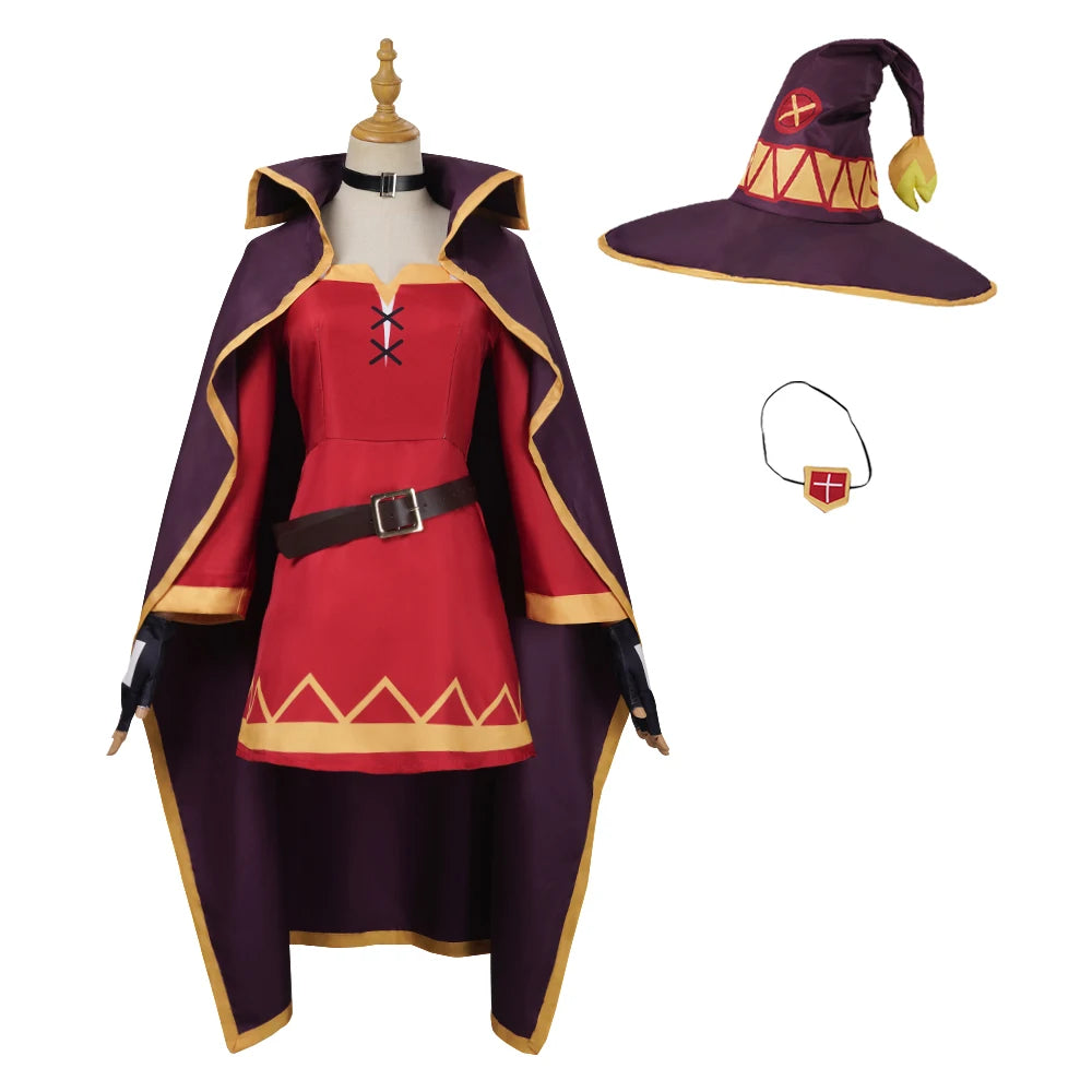 Megumin Anime Cosplay Costume Dress with Wig for Women
