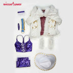 Miccostumes Women's Anime Cosplay Costume Bra and Miniskirt with Long Coat and Hat Halloween Cosplay Costumes