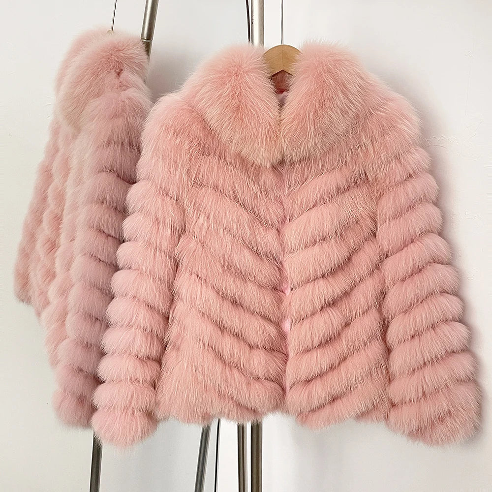 OFTBUY Women's Real Fox Fur Coat - Thick Warm Winter Jacket