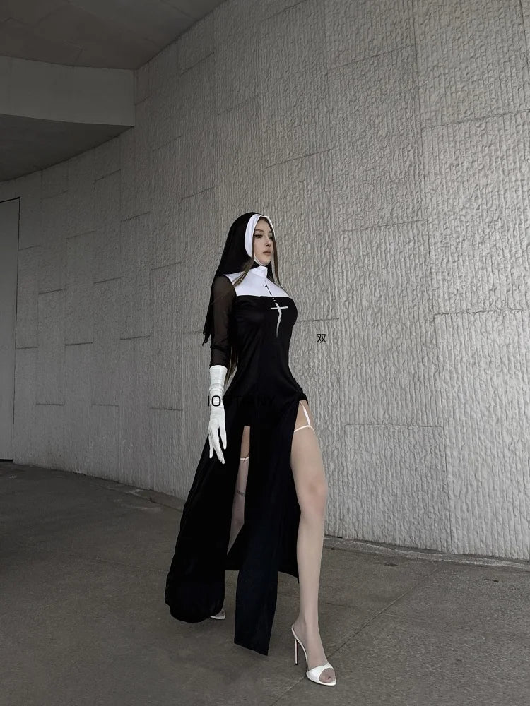 Halloween Cute Female Anime Nun Costume Role Play Performance Clothes Sexy Ladies Performance Fancy Dress Sister Costume New