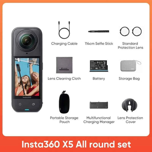 Insta360 X5 15m Waterproof Now arrival 72MP 360° Video X5 Action Camera New Wind Guard 185 mins Run Time Newest