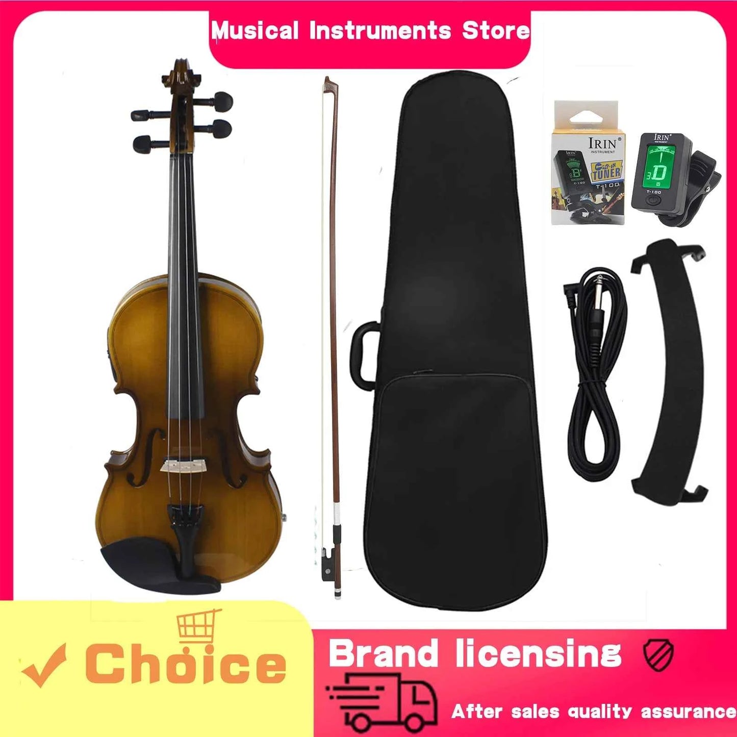 IRIN Acoustic Violin EQ Electric Electroacoustic 4/4 Violin for Performance String Instrument Equipped With Tuner Accessories