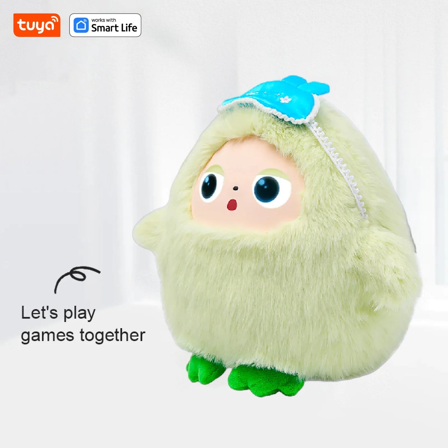Yaya-AI Plush Robot w/Smart Voice&LED Eyes, Interactive Companion Toy w/Tuya App Control, USB Rechargeable E-Pet - Mint Green